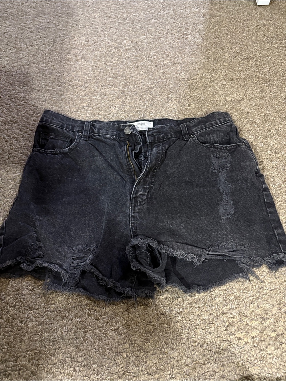 Ardene Black Distressed High-Rise Denim Shorts